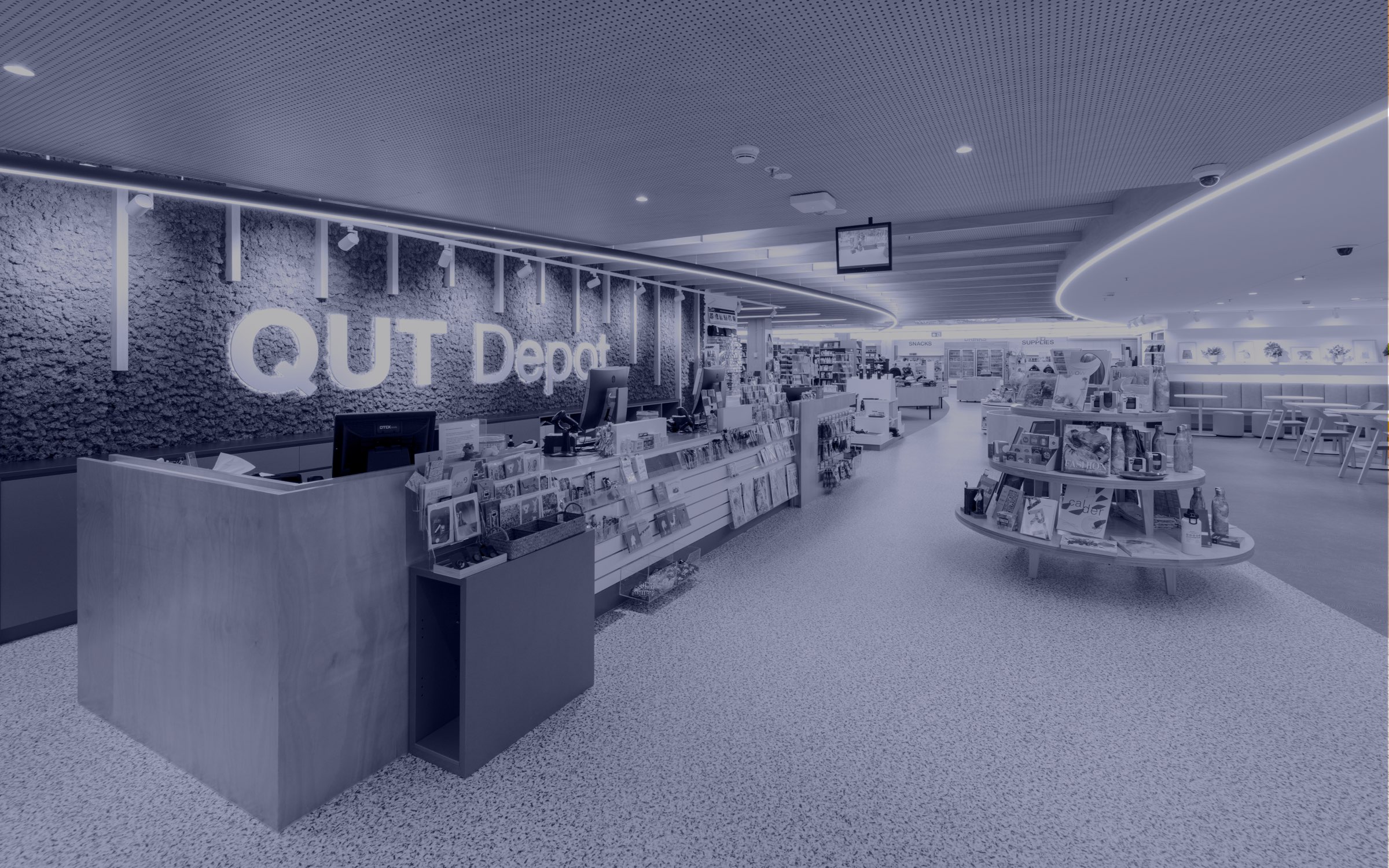 QUT Depot - Book Shop - Blue Overlay